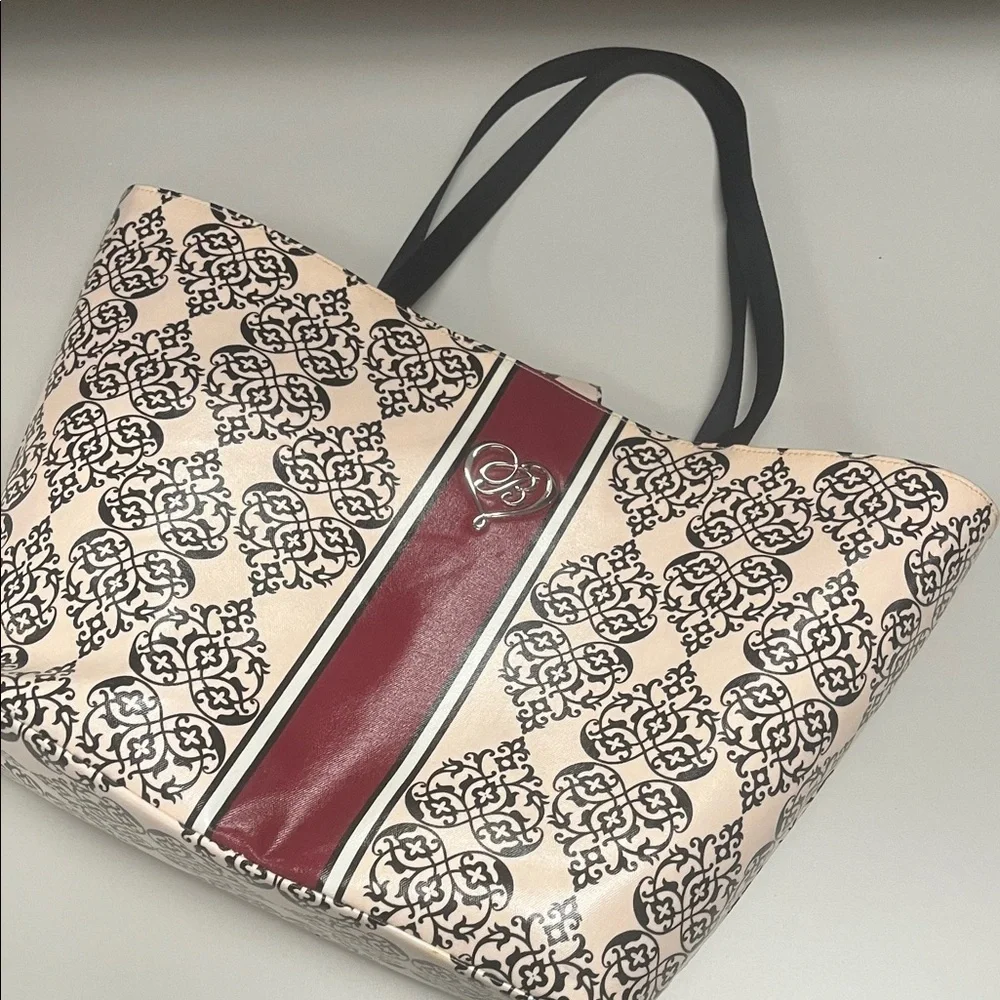 Brighton Cream and Burgundy Patterned Large Tote